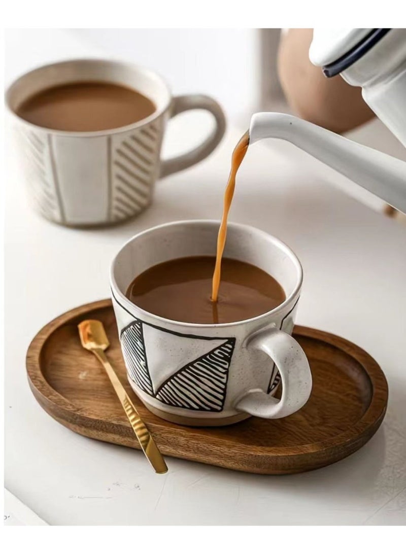 فناجين قهوة سيراميك عالية الجودة - سعة 350 مل - تصميم فم عريض - كوب سيراميك للقهوة والشاي واللاتي - Image 1